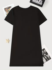 Letter Print NightDress Short Sleeve Pajama Dress