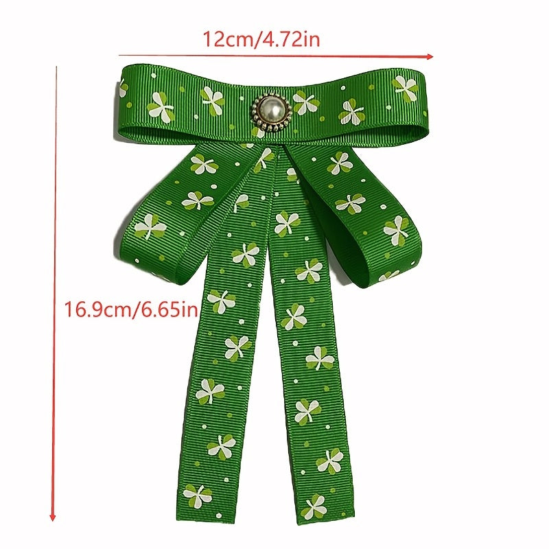 St Patrick's Lucky Clover Bow Tie Green Double Layer