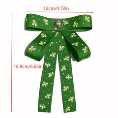 St Patrick's Lucky Clover Bow Tie Green Double Layer