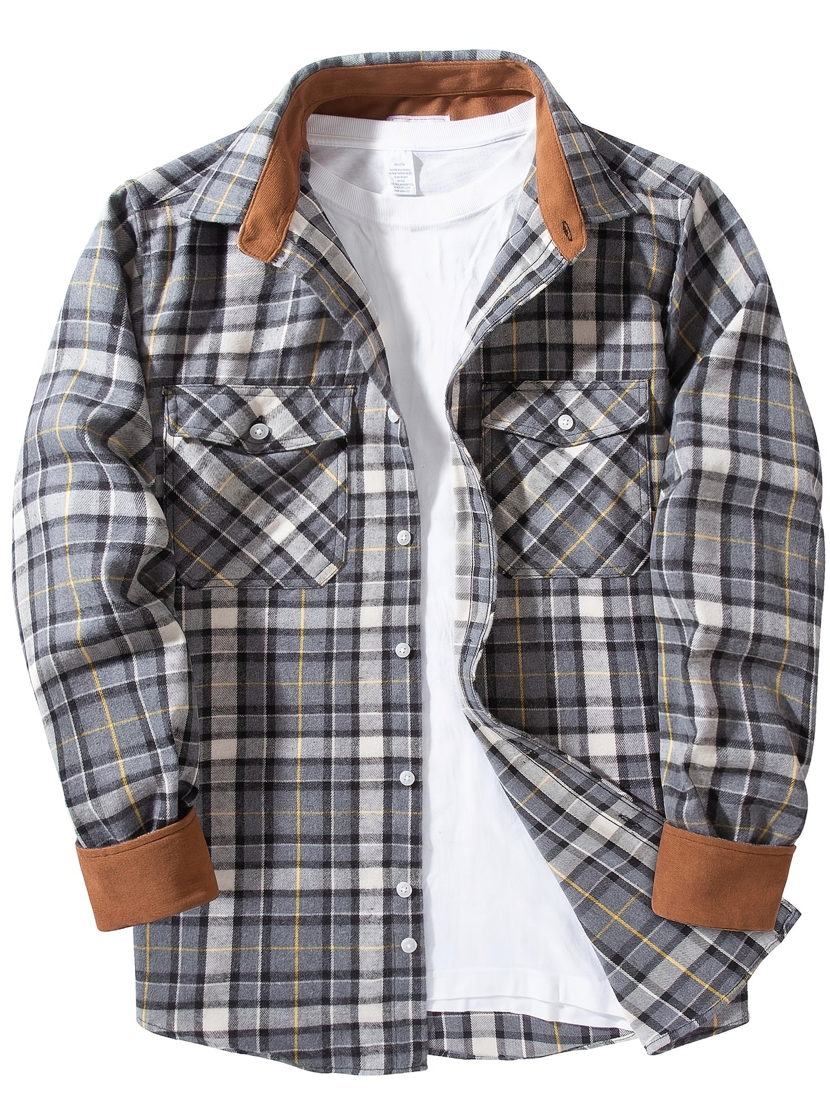 Men's Flannel Plaid Shirt Retro Button Down Long Sleeve