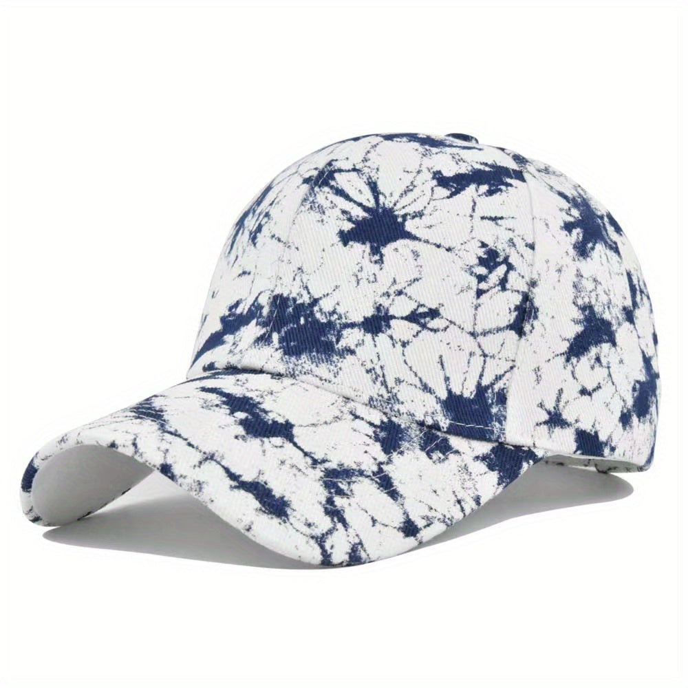 Navy Tie Dye Baseball Cap Printed Cotton Dad Hat Adjustable Lightweight