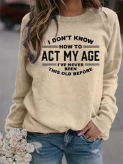 Letter Print Sweatshirt Crew Neck Long Sleeve Casual Women's Clothing