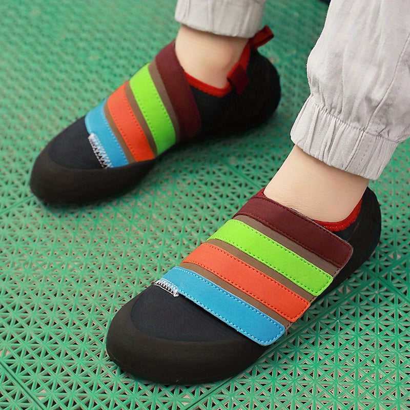 Unisex Kid's Striped Climbing Shoes Hook Loop Fastener