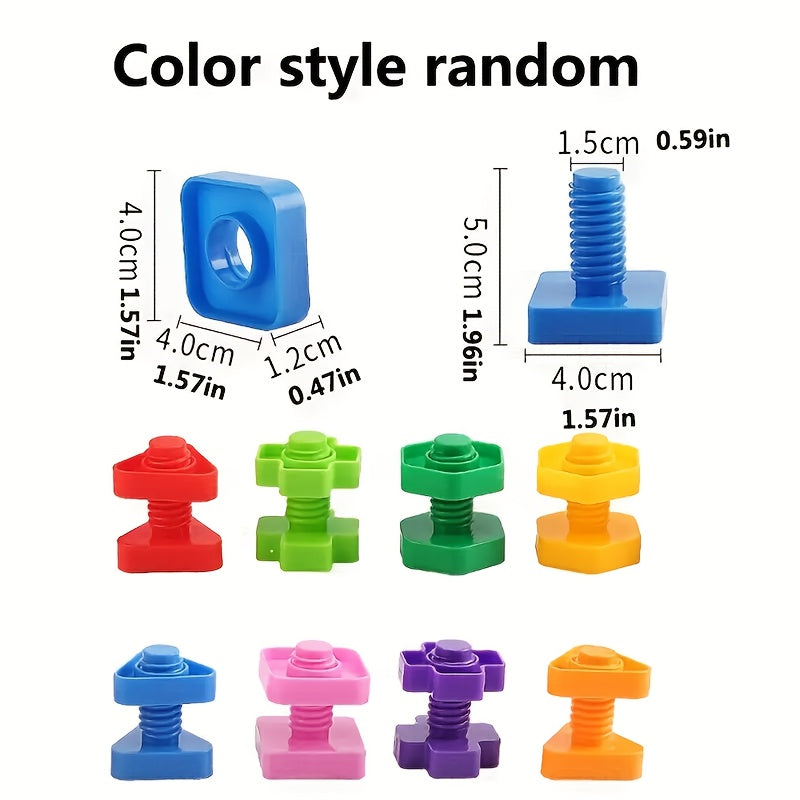 Colorful Screw & Nut Building Blocks Pink Green Yellow
