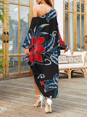 Plant Cover Up Dress Asymmetrical Kaftan Loose Fit