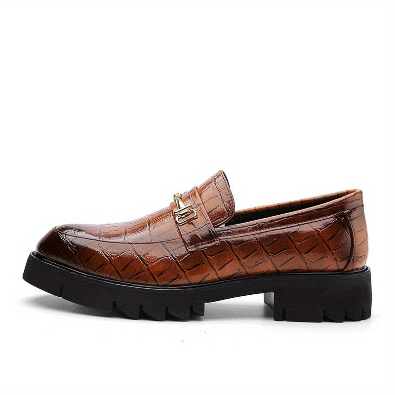 Men's Crocodile Embossed Pointed Toe Loafer Shoes