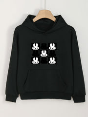 Girls Cartoon Rabbits Pattern Hooded Sweatshirt Long Sleeve