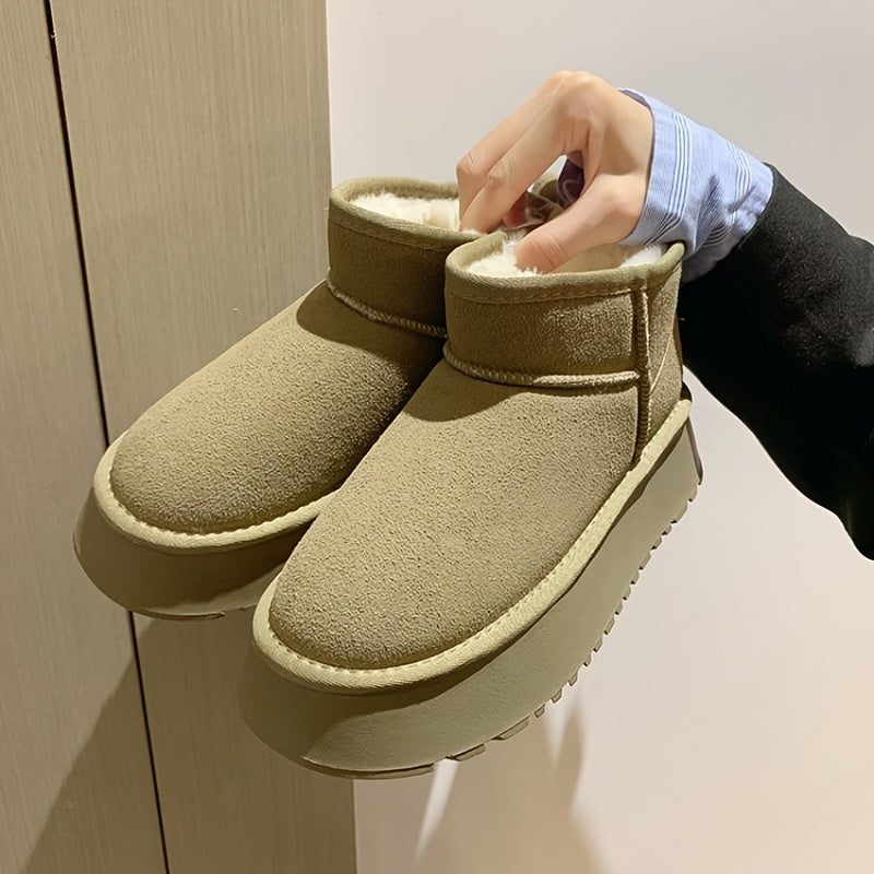 Winter Thermal Insulated Snow Shoes Platform Suede Boots