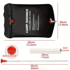 20L Solar Portable Camping Shower Bag with Hose & Shower Head