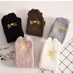 5 Pairs Heart Print Socks Cozy & Warm Women's Stockings