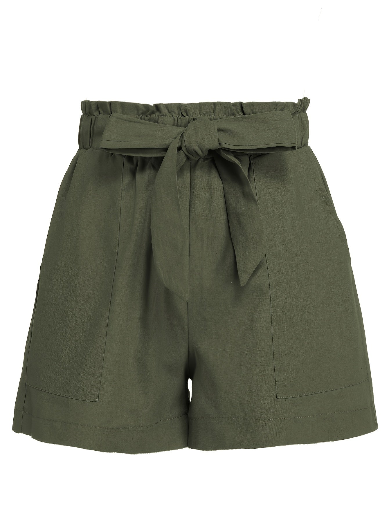 Ruffle Trim Tie Waist Shorts with Pockets
