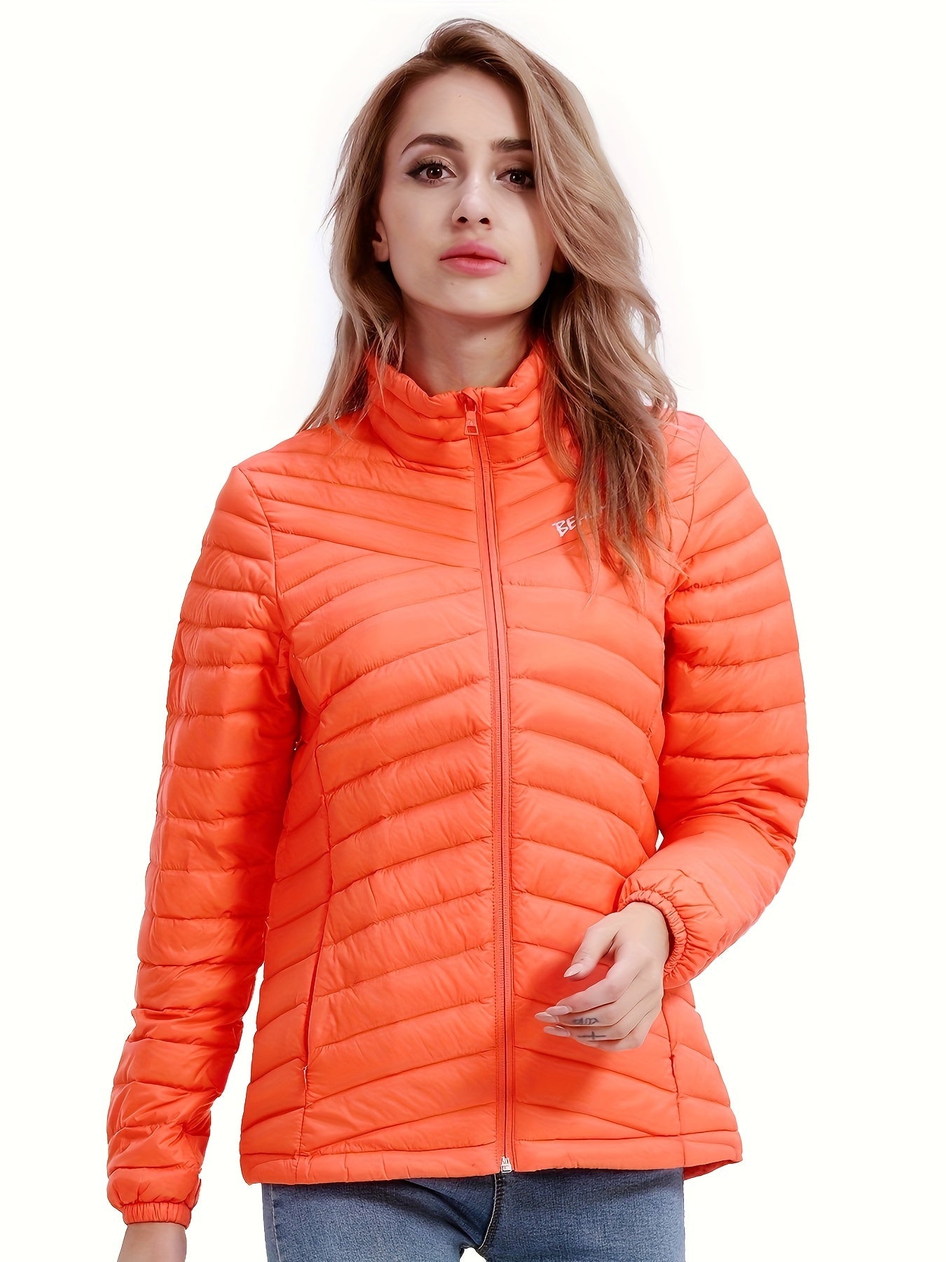 Women's Winter Puff Jacket Letter Embroidered Thermal Puff Coat