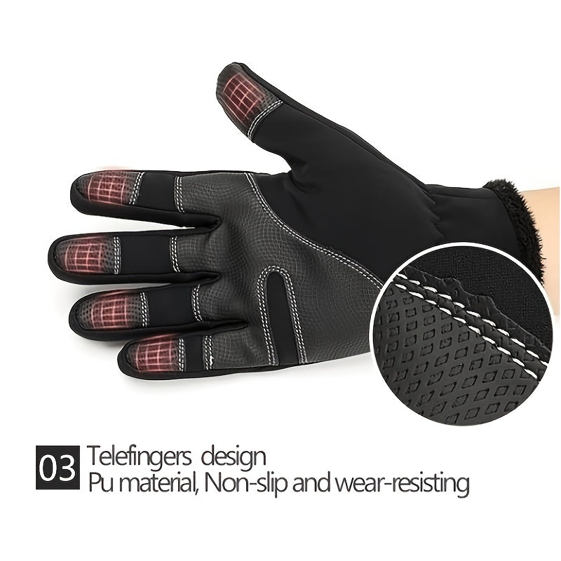 Men's Touch Screen Gloves Windproof & Warm Plush Waterproof Gloves