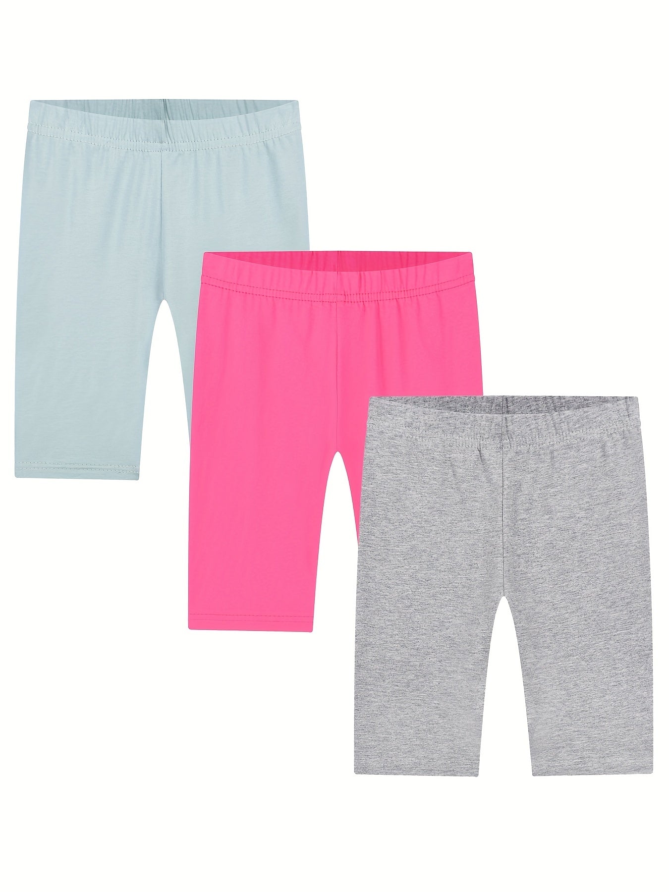 Girls Stretch Leggings & Shorts Set Elastic Waist Sporty Kids Clothes