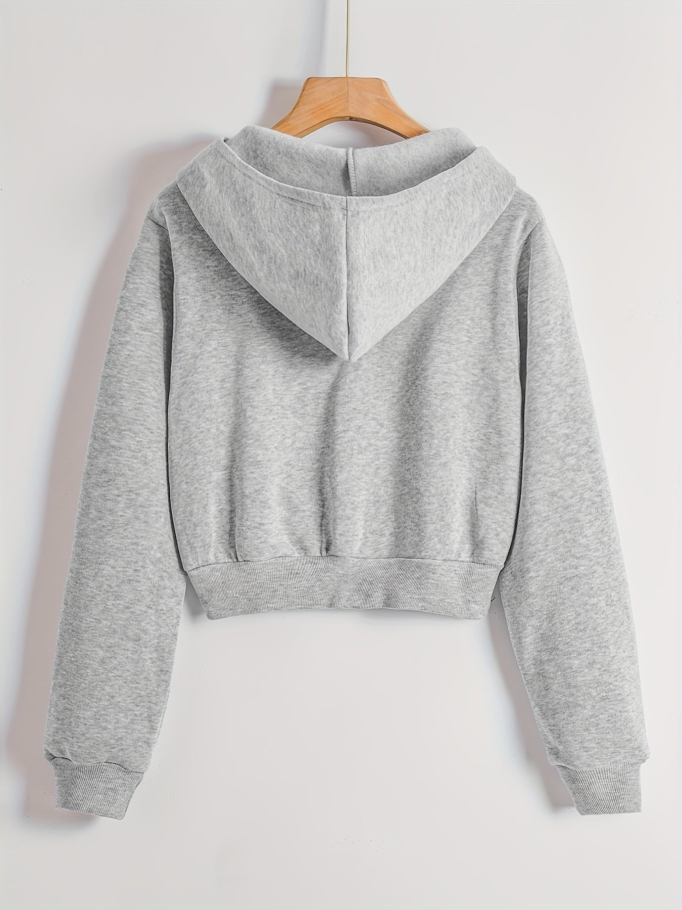 Solid Hooded Jacket Zip-Up Workout Outerwear