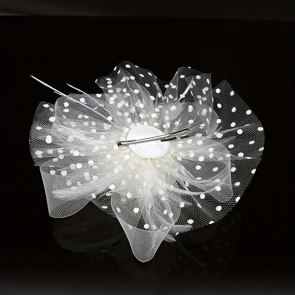 Dotted Mesh Flower Fascinator Hat 20s Hat Headband