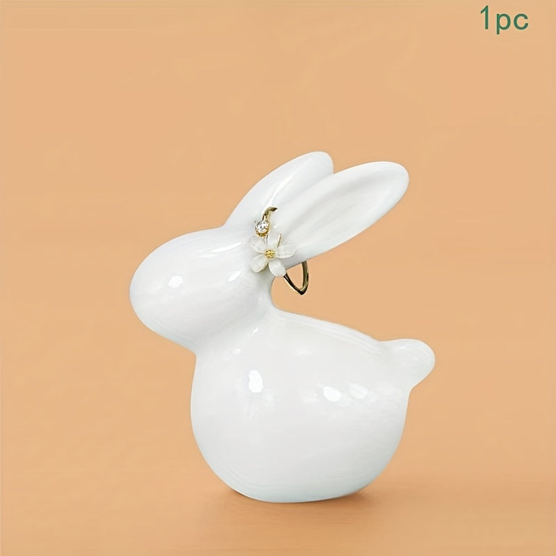 Bunny Ring Holder Ceramic Animal Jewelry Holder for Little Girl Women Home Decor