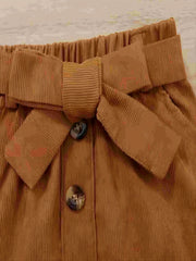 Toddler Girl's Ribbed Top & Corduroy Skirt Set Outfit for Spring Autumn