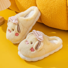 Men's Piggy Plush Slippers Warm Couple House Shoes Winter Autumn