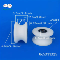 4pcs Sliding Door U Groove Rollers Nylon Groove Wheel Rail Wheel