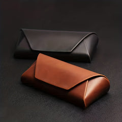 Men's Vintage Brown PU Leather Myopia Glasses Case