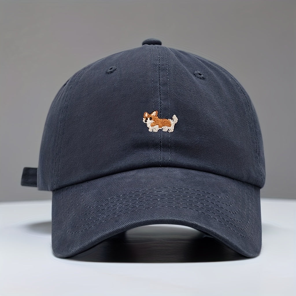 Embroidered Cartoon Puppy Baseball Cap Navy Sun Hat