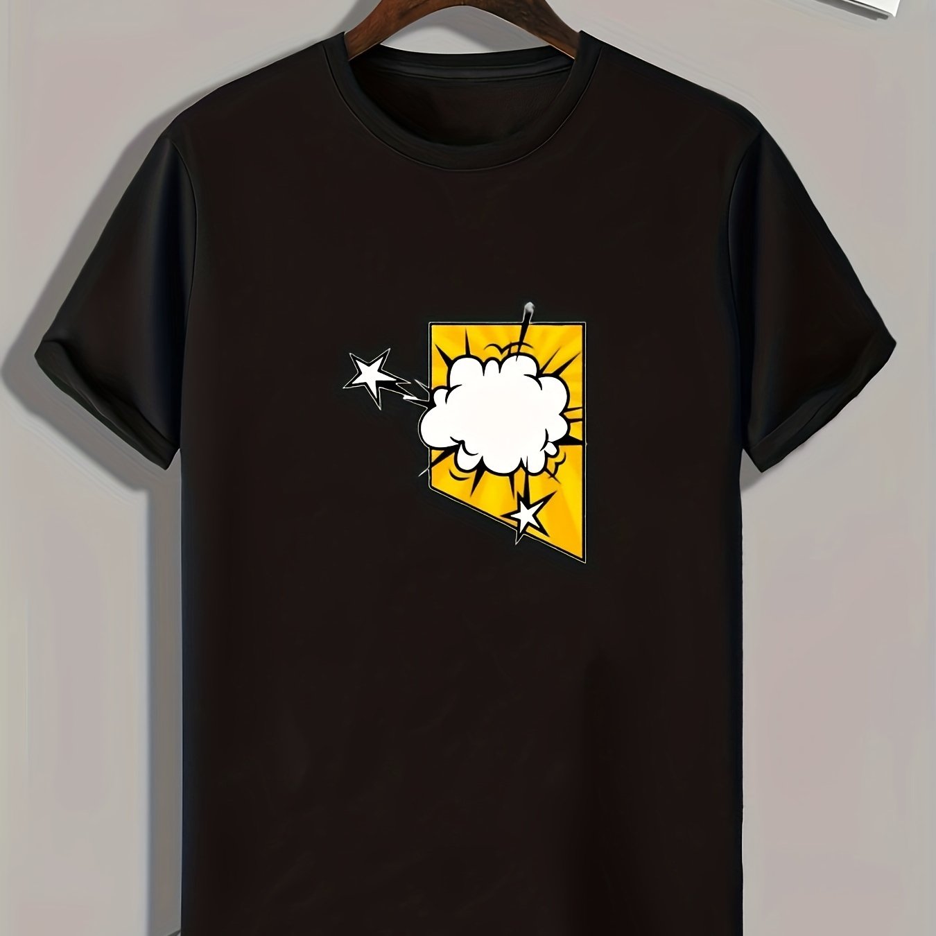 Explosion Pattern Print Men's Comfy Sports T shirt Graphic Tee