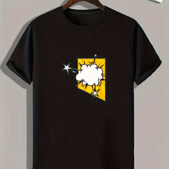 Explosion Pattern Print Men's Comfy Sports T shirt Graphic Tee
