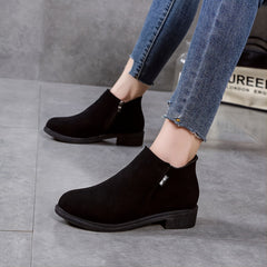 Women's Chunky Heeled Side Zip Ankle Boots