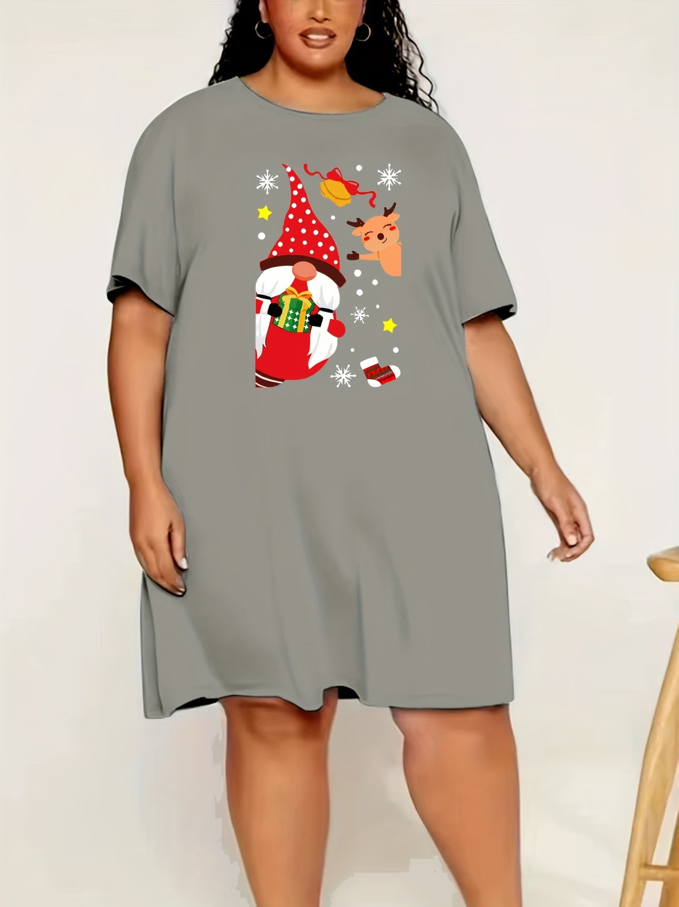 Gnome & Snowflake Deer Lounge Dress