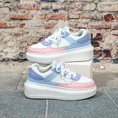 Women's Breathable Platform Sneakers Lace Up Running Shoes