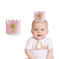 Baby 1st Birthday Crown First Birthday Hat Pink Baby 1st Birthday Party Supplies