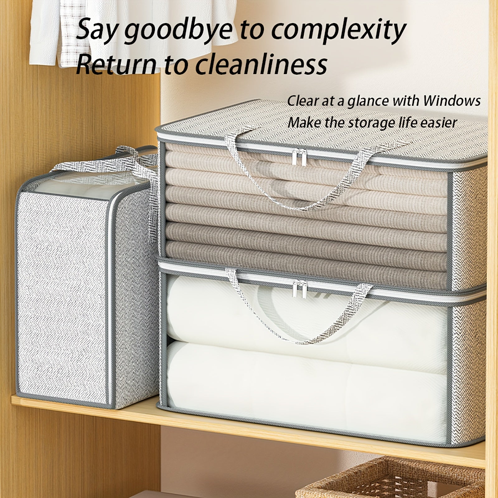 Clothes Storage Bag With Handles Non Woven Fabric Clothes Bag With Window