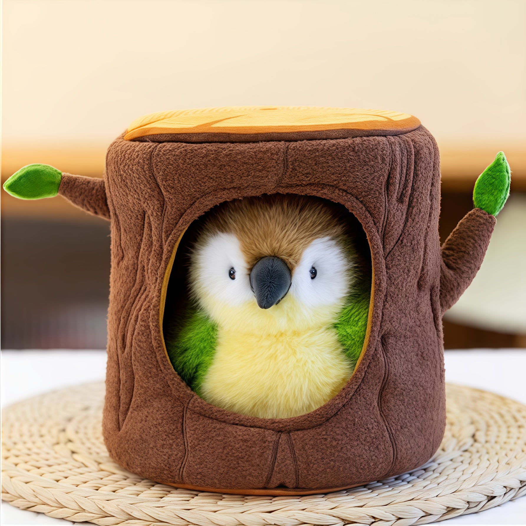 2pcs Elf Series Bird Plush Toys Sparrow & Parrot Avian Dolls