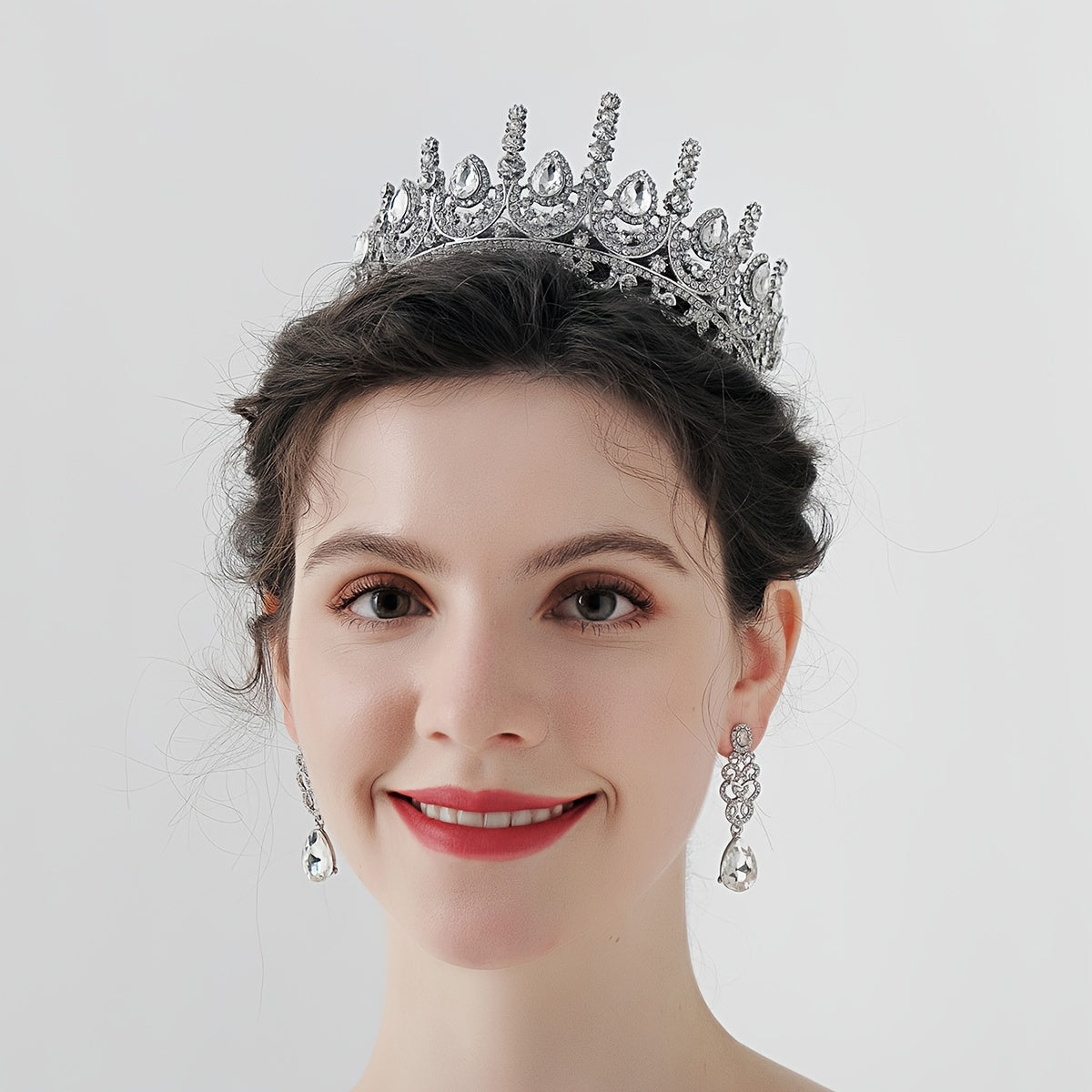 Rhinestone Earrings Crown Set Wedding Dinner Accessories