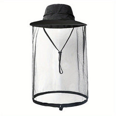 Outdoor Large Brim Sunshade Hat with Mesh Mask Protective Fishing Hat