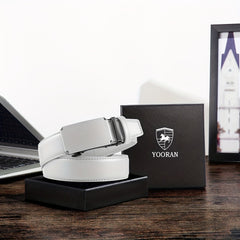 Men's Ratchet Belt Dress Adjustable Size Leather Belt Length Can Be Cut