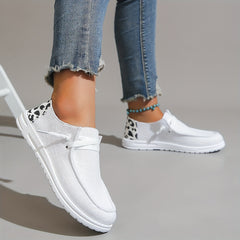 Women's Leopard Print Canvas Slip On Sneakers
