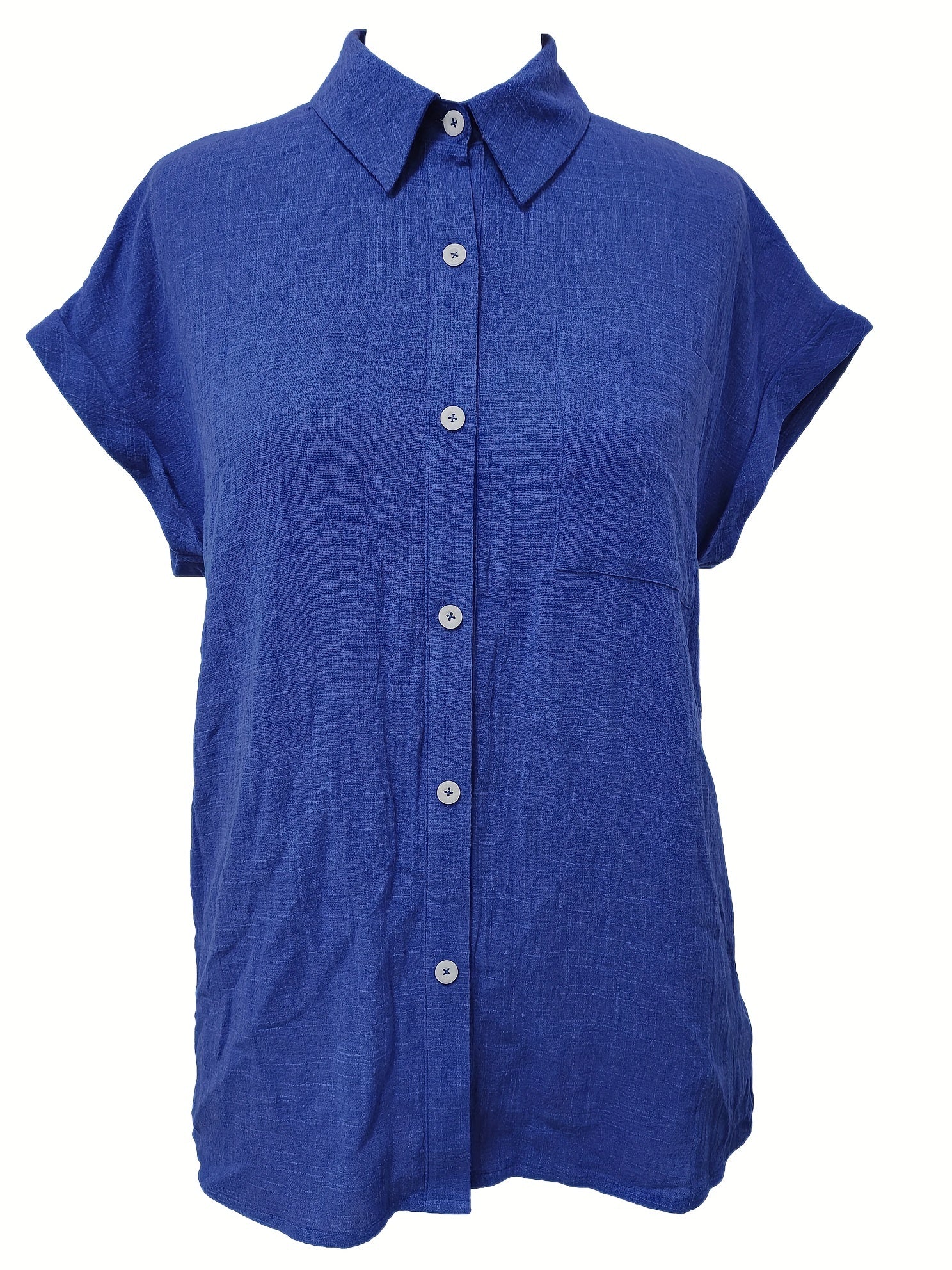 Casual Blouse Women's Plus Button Up Short Sleeve Blouse
