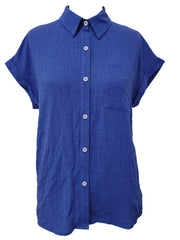Casual Blouse Women's Plus Button Up Short Sleeve Blouse