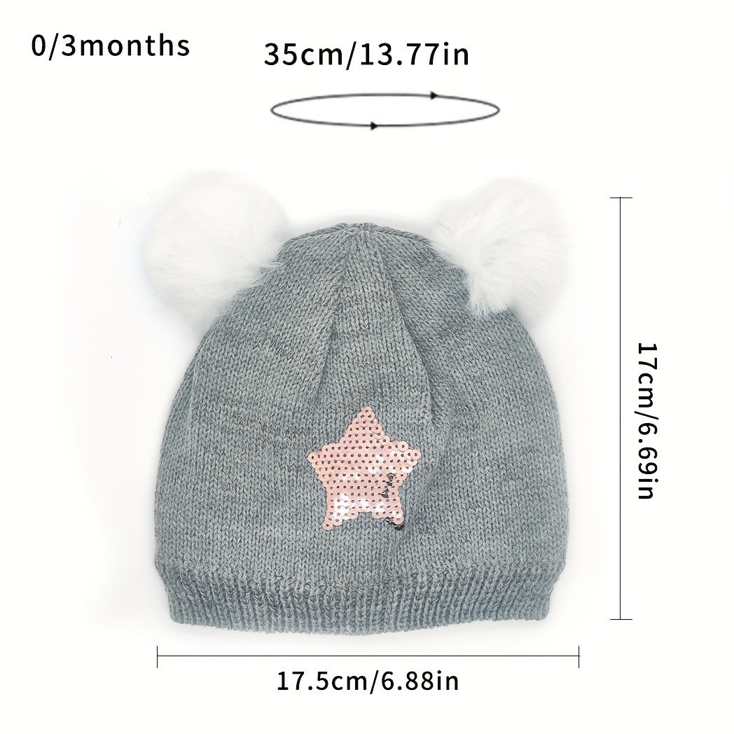 Star Pattern Knitted Baby Hat Warm Beanie