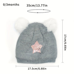 Star Pattern Knitted Baby Hat Warm Beanie