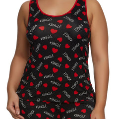 Women's Plus Heart & Letter Print Tank Top & Shorts Set