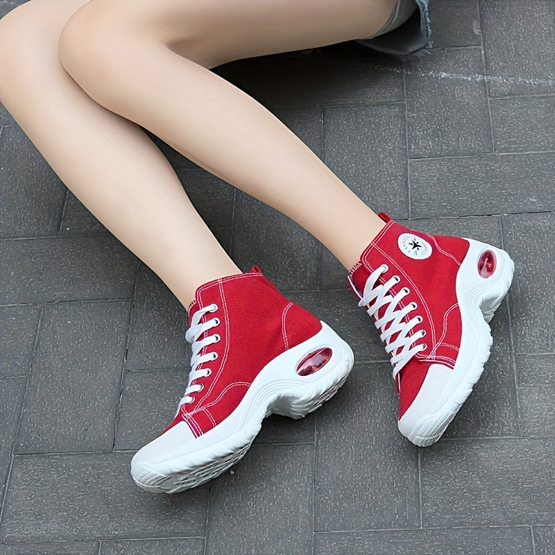 Women's High Top Canvas Sneakers with Air Cushion Sole