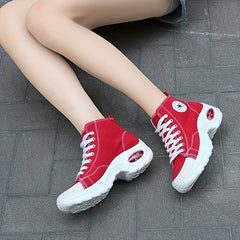 Women's High Top Canvas Sneakers with Air Cushion Sole