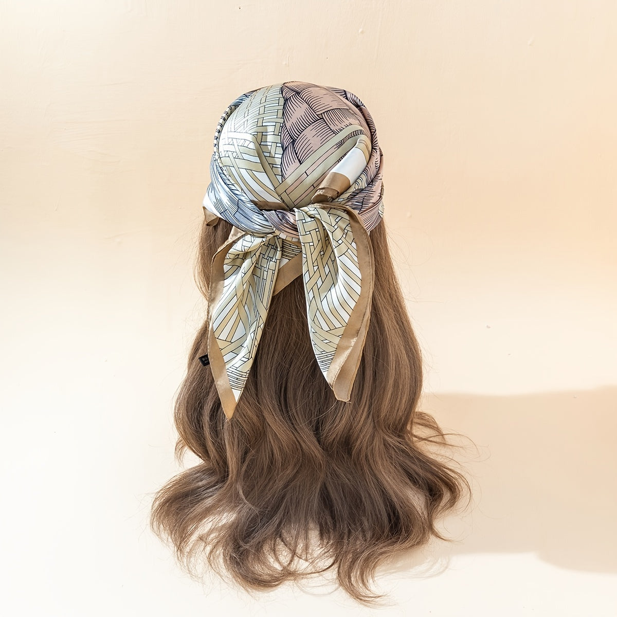 Square Bandana Two Tone Geometric Pattern Lightweight Scarf For Women