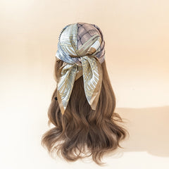 Square Bandana Two Tone Geometric Pattern Lightweight Scarf For Women