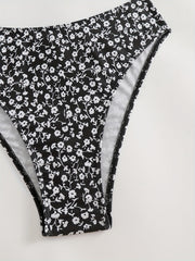 Floral Pattern Bikini Set Spaghetti Straps High Stretch Swimsuit
