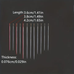 12pcs Side Entry Convenience Needles for Elderly and Blind, Silver Tail Needle