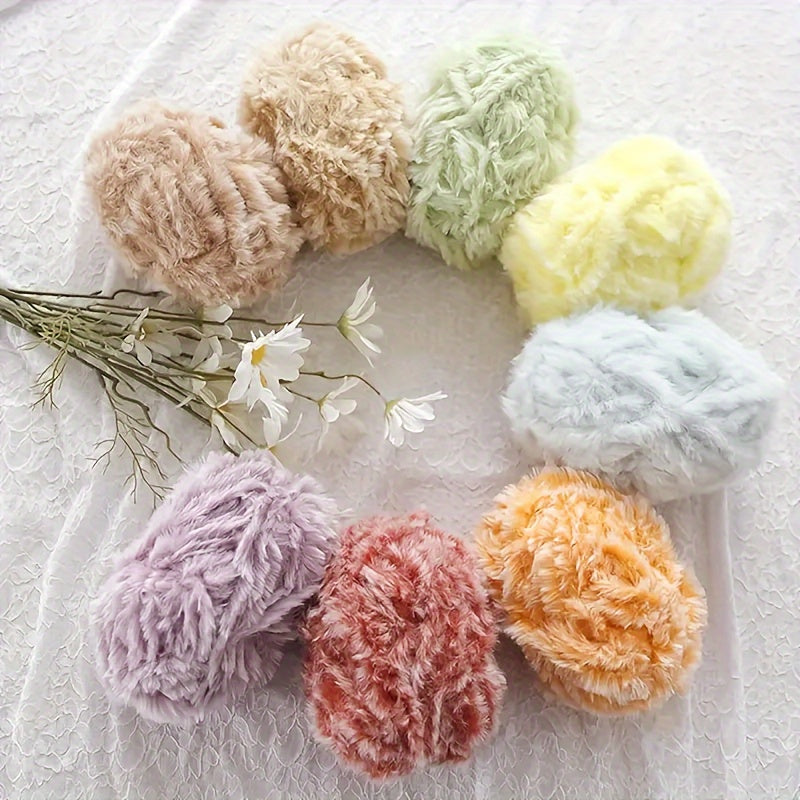 Faux Mink Fur Yarn Thick Wool for DIY Knitting Crocheting Hat Scarf Blanket